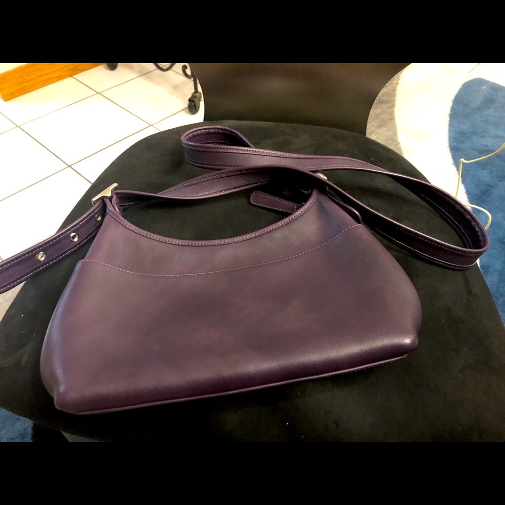 Coach leather bag. Purple with silver hardware.